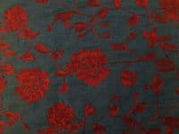 Chambrai CLOONEY Embroidered Cotton Denim Fabric Material - Red
